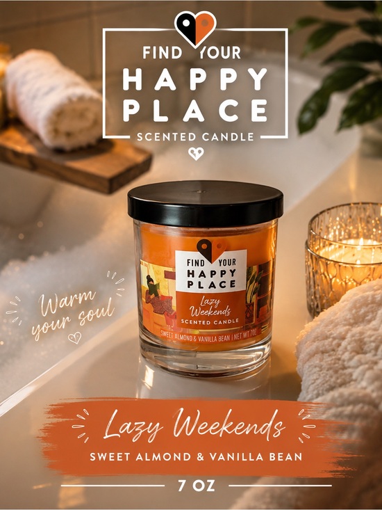 Find your happy place Other - Find Your Happy Place Lazy Weekends Scented Candle Sweet Almond & Vanilla Bean
